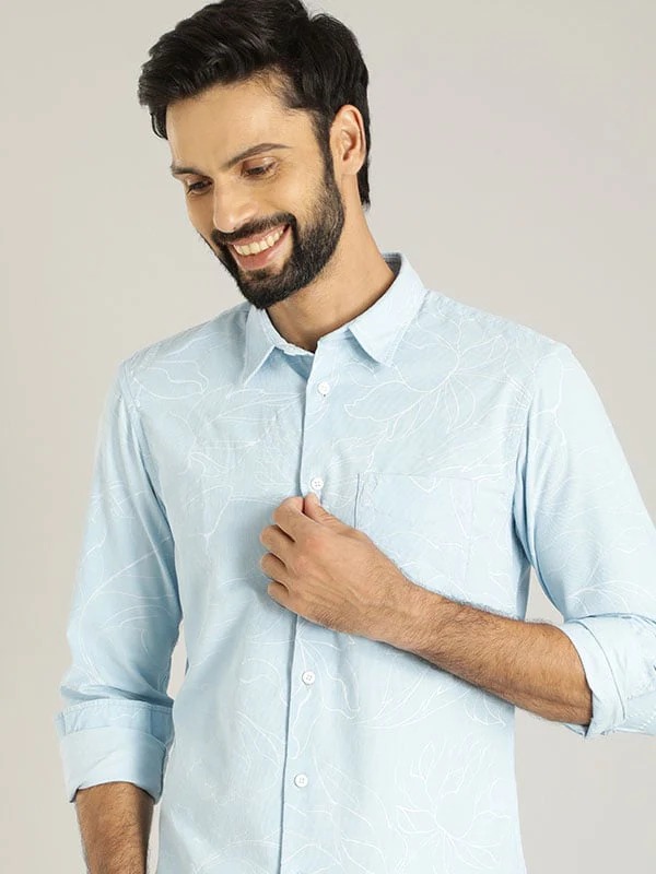 Indian Terrain Men All Over Print Blue Shirt